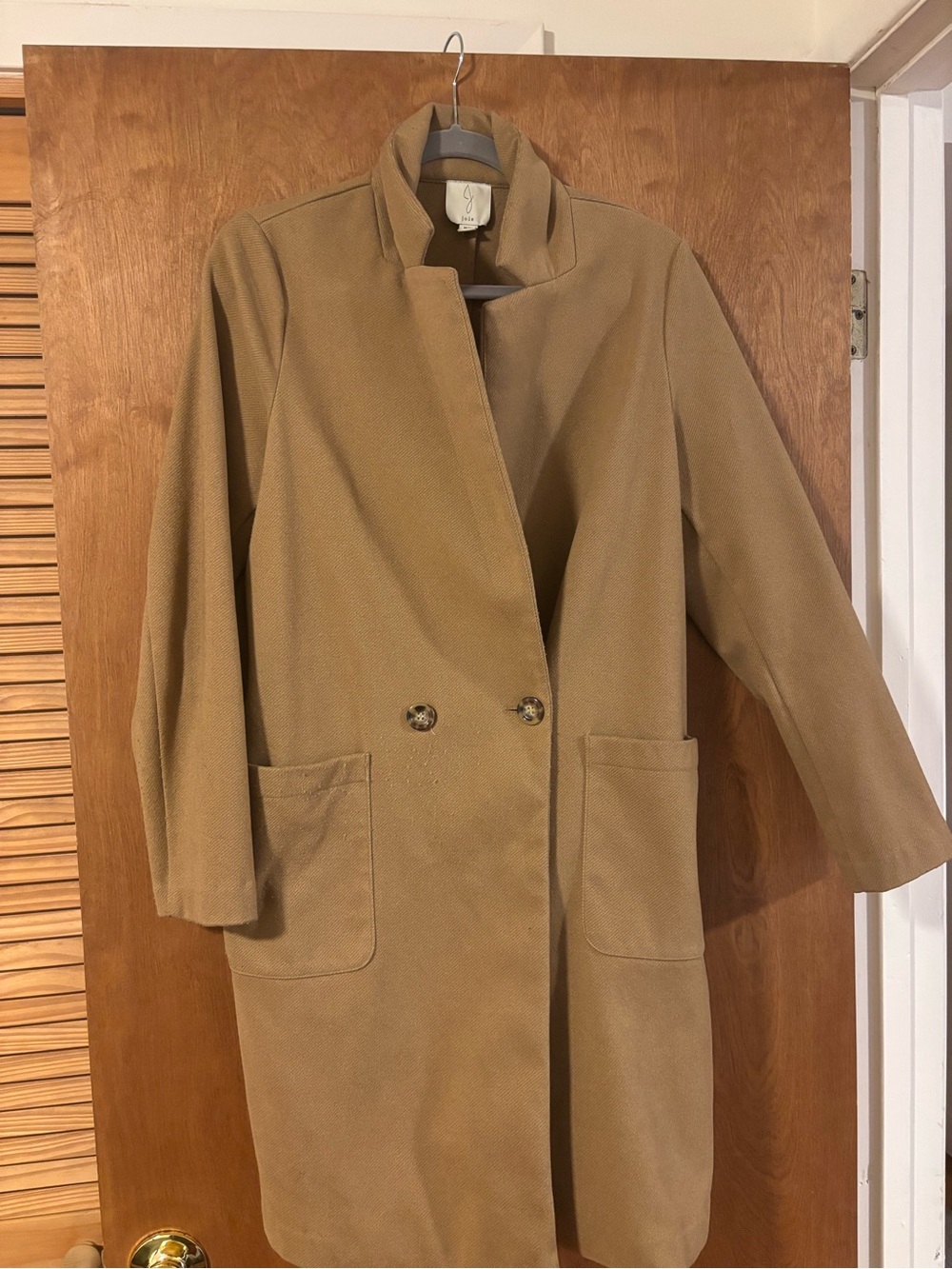 Joie Tan Single-Breasted Trench Coat